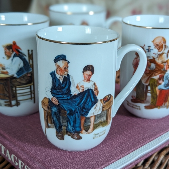 Set of 4 Vintage Norman Rockwell mug 8 oz - Picture 6 of 11